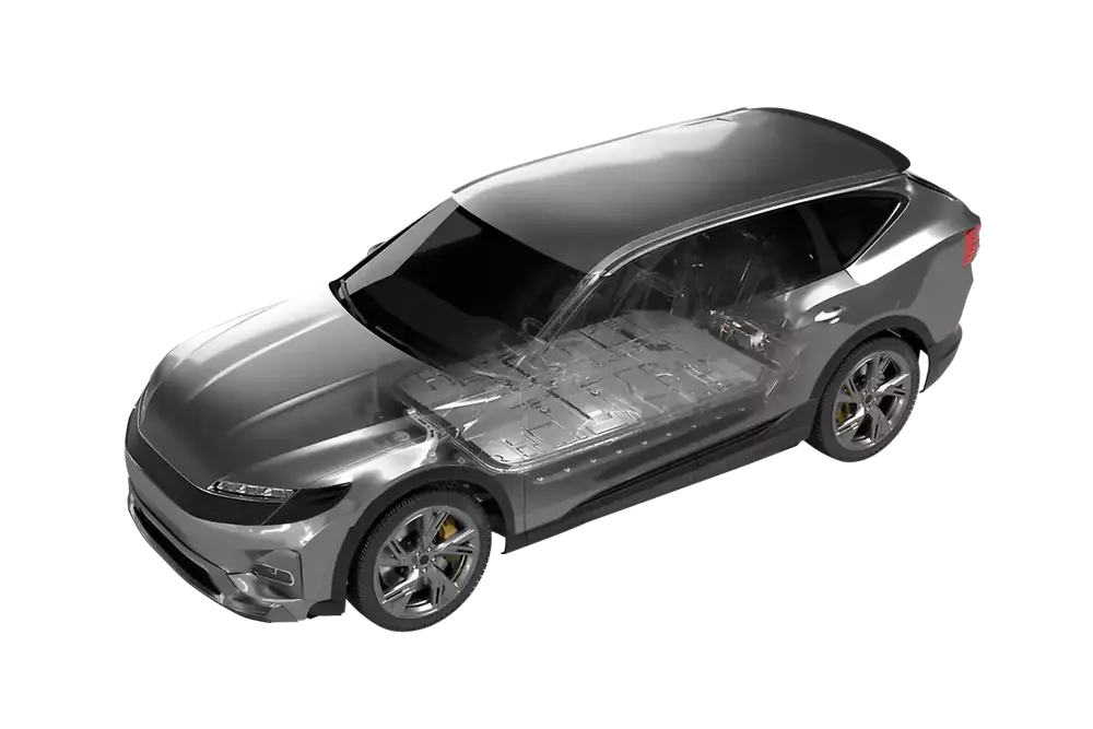 transparent view of an ev battery pack