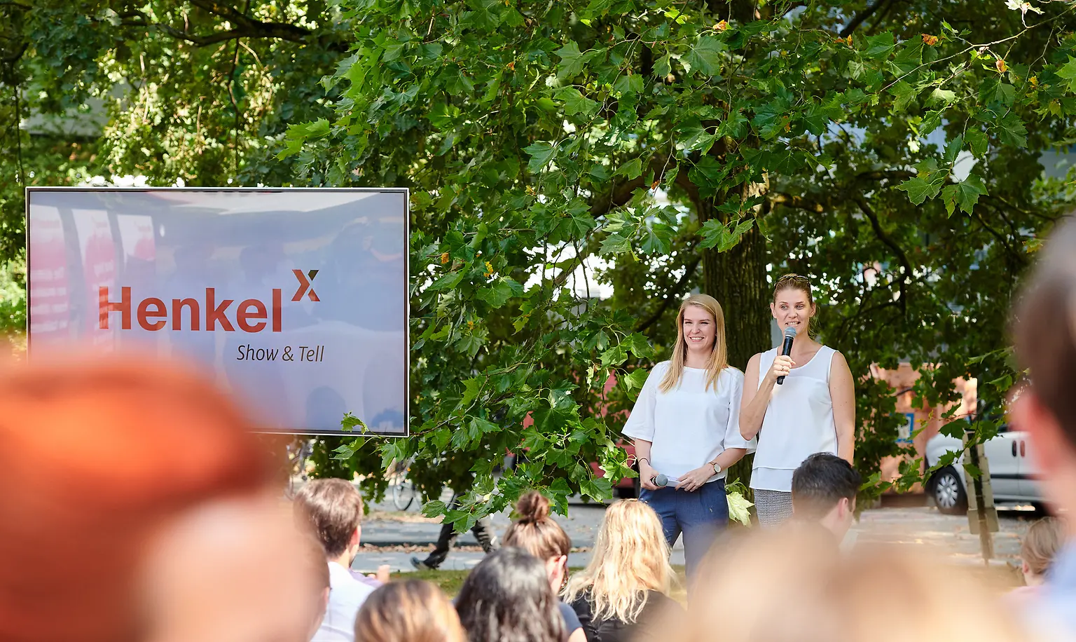 Annika and her colleague Salima Douven (right) host an event 